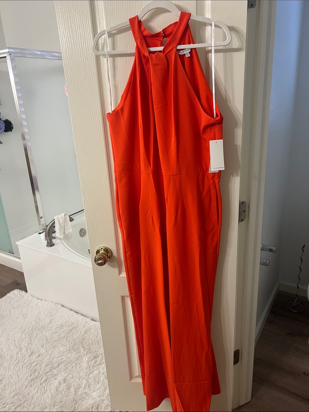 NWT julia jordan Bold Orange Halter Jumpsuit